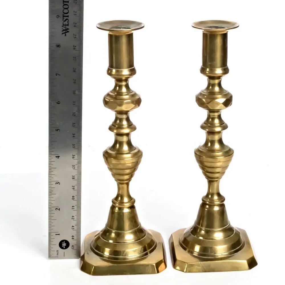 Solid Brass Candle Holders - Heavy Vintage - 8.5